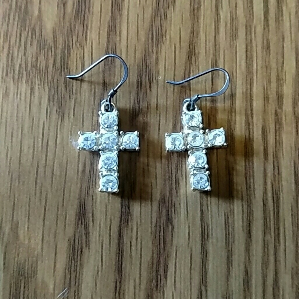 Diamond cross earrings